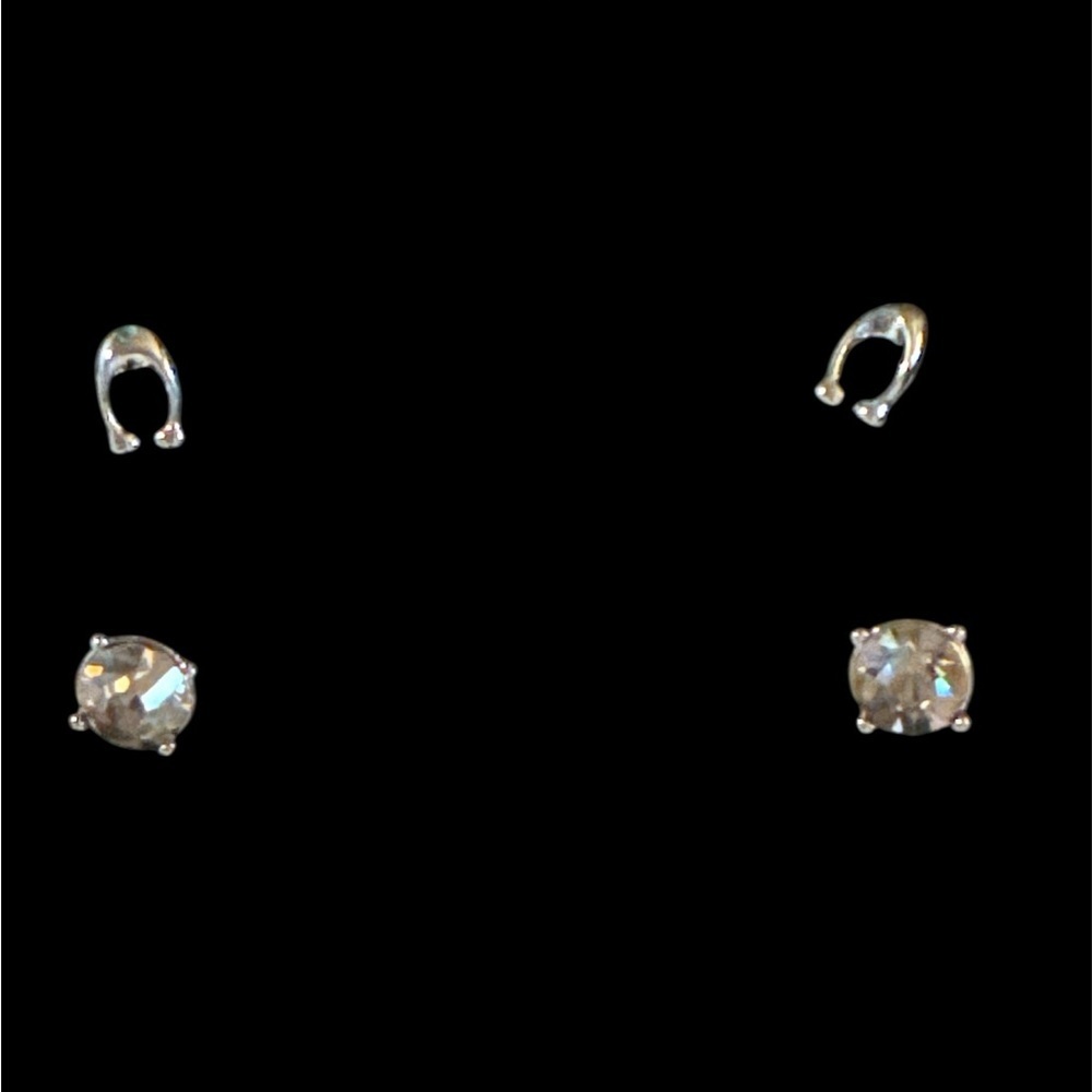 Coach Silver Set - Letter “C” and CZ Silver Posts Earring Set - Picture 2 of 3